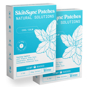 Two boxes of SkinSync Patches for cooling comfort . 1 application 3 day relief